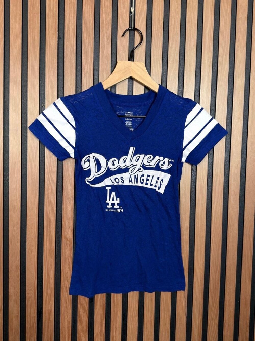 Los Angeles Dodgers Shirt Girls Small (7/8) Blue Team V Neck Tee Athletics Short